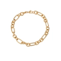 Bracciale a catena a maglie ovali dorate stile hip hop con chiusura a moschettone - Oro