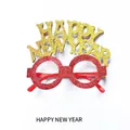 Glittery Happy New Year party glasses in red and gold finish for festive celebrations - Gold Happy New Year Glasses (Old Version)