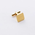 French style polished gold square stainless steel cufflinks with minimalist design - Gold