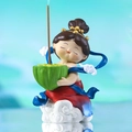 Cute cartoon character ornament in red and blue sitting on a white cloud base - W1225-1 Lotus Pod Fairy Incense Holder