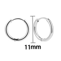 Minimalist 11mm silver stainless steel hoop earrings with polished finish design - 11mm / Silver