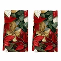 Set of two Christmas dish towels with festive poinsettia floral and leaf patterns - Poinsettia Floral Style (MJBT66-72) / 2 Pieces/Pack (40*60cm)