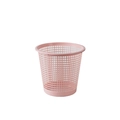 Pink hollow mesh plastic waste bin with round design for home and office use - Pink