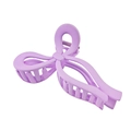 Close-up of matte purple bow-shaped hair claw clip with sturdy spring mechanism - Purple