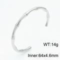 Silbernes Edelstahl-Armreif im Bambus-Stil mit poliertem Finish und 64mm Durchmesser - Bangle / Stahlfarbe