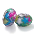 Colorful glass charms with star patterns and large metal cores for DIY jewelry making - Colorful Star