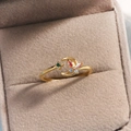 Bague ouverte dorée avec papillon, croissant de lune et cristaux colorés étincelants - Or / Style Papillon Croissant (Style 36)