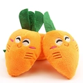 Two-pack carrot shaped plush dog chew toys with cute embroidered smiling faces - New Carrot