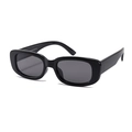 Kids black polarized sunglasses with rectangular silicone frame for UV protection - Glossy Black Frame-C11