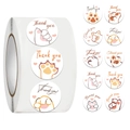 Roll of cartoon cat paw Thank You stickers in warm orange and pink tones for gifts - Jjt050 Cute Cat Paws (10 Pictures 500 Pictures/roll)