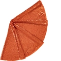 Sparkling bright orange sequin Christmas tree skirt in a pleated fan shape design - Orange