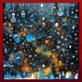 Blue Christmas window stickers with Santa, reindeer and snowflakes in a snowy winter scene - [10 Sheets Combo] BQ401+402+404+405+407+408+(410-413)