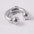 Detailed view of 5mm steel horseshoe circular barbell with 16mm inner diameter dimensions - Internal Thread 5x16x8mm