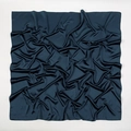 Detailed view of the smooth matte texture and soft ripples of a navy blue silk satin scarf - Navy Blue (3#)