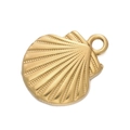 Gold-plated stainless steel scallop shell pendant for DIY jewelry and bracelets - 529# Textured Shell Pendant Only / 15*18mm (2 Pieces/Pack) / Gold