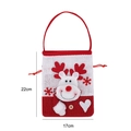 Knitted Christmas gift bag with plush reindeer design, red and white pattern 22x17cm - Red White Knitted Square Gift Bag Reindeer