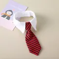 Collare formale per animali con cravatta a righe rosse e nere per cani e gatti - S (Collo 27cm) / Righe Rosse e Nere