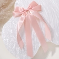 Pink double-layer satin ribbon bow hair clip with smooth texture for girls - Light Pink (8)