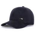 Gorra de invierno azul oscuro en lana con placa SPORT y protección para oídos - Ajustable / Azul marino