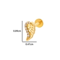 Internal thread gold wing labret stud with white cubic zirconia butterfly design - Wing (0155-2#) / Gold