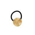 Elastic hair tie with a textured gold geometric metal disc in minimalist style - Round Mesh 3.5cm / Gold