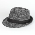 Detailed view of the black and white tweed texture and band on the classic jazz hat - Adjustable / Light Gray