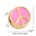 Pink enamel peace sign alloy bead, 10mm gold plated charm for DIY jewelry making - Peace Sign-Pink