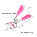 Rizador de pestañas rosa con peine y mango antideslizante, herramienta estética de 11,2 cm - Rosa Rojo Con Peine / Rosa rojo