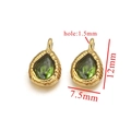 Grüner Kristallanhänger in Tropfenform mit Goldrahmen, 12x7,5mm Größe, 1,5mm Lochdurchmesser - Grasgrün