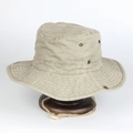 Khaki cotton outdoor bucket hat with adjustable chin strap and breathable eyelets - Adjustable / Khaki (3)