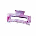 Square hollow hair claw clip with purple pink and blue marble pattern finish - Bulk Packaging / #2 Purple-10.5cm