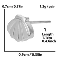 Macro detail of shell earrings showing 0.7cm height and 0.9cm width dimensions - Silver