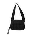Quilted black nylon crossbody waist bag with adjustable strap and zipper closure - 22*6*16 / Black