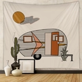 Detail van wandtapijt met retro camper en woestijncactus in boho-stijl voor decoratie - 73*95CM (Geborsteld) / Retro camper