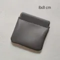 Mini gray leather cosmetic pouch with automatic closure for lipstick, size 8x8 cm - 8x8cm / Small Dark Gray