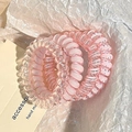 Set di quattro elastici a spirale rosa pastello e bianchi a pois in resina elastica - Set da 4 Pezzi / Rosa Fragola