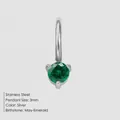 May birthstone emerald green zircon pendant in silver-tone stainless steel setting - May Deep Green - Silver