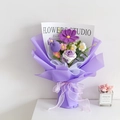 Elegant hand-knitted purple tulip and cosmos crochet bouquet for Mother's Day gift - Gesang Flower Purple Series
