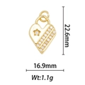 Détail du pendentif cœur 18k avec dimensions 22,6mm sur 16,9mm et un poids de 1,1g - Pendentif Cœur Doré Étoile Strass (DZ-175)