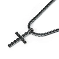 Collana hip hop con pendente a croce nera e strass neri su catena tennis da 4 mm - Pendaglio Nero + Catena Tennis 18 Pollici / Nero