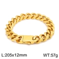 Poliertes 12mm breites goldenes Edelstahl-Panzerarmband für Herren mit Sicherheitsverschluss - Vergoldet (KB148908-Z) / 12mm Breit x 20.5cm Lang