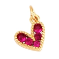 Gold-plated heart pendant with micro-set pink gemstones in an openwork design - Delicate Small Heart / Fuschia
