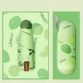 Lime green mini capsule umbrella with lemon print and matching hard storage case - Eyeglass Case / 6 Ribs / Fruit-Lime