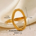 Minimalist gold stainless steel open ring with irregular organic oval design for women - Gold Oval Ring