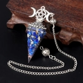 Lapis lazuli steen hars slinger met koperdraad en symbool van de drievoudige maangodin - Lapis lazuli