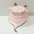 Dettaglio del tessuto a rete rosa traspirante e corna di giraffa sul cappello bimbi - Rosa