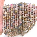 Handheld view of irregular natural gemstone bead necklaces with diverse mixed colors - Morganite