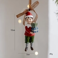 Resin Christmas elf ornament with gifts, Nordic vintage style, 10cm height with ribbon - Elf with Gift
