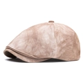 Gorra de repartidor clásica para hombre en ante sintético camello con costuras finas - Caqui 2