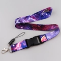 Polyester lanyard with starry night universe pattern and black plastic buckle - KP792-5 Classic Starry